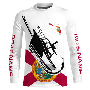 Custom Deep Sea Fishing Shirts With Boat Name, Florida Flag Saltwater Fishing Shirts IPHW4904