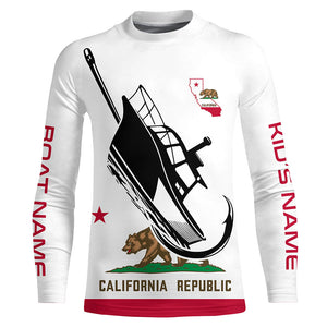 Custom Deep Sea Fishing Shirts With Boat Name, California Flag Saltwater Fishing Shirts IPHW4905