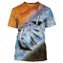 Load image into Gallery viewer, Redfish, Trout, Flounder Scale Custom Uv Protection Fishing Shirt, Fish Hook Design Jerseys IPHW5068