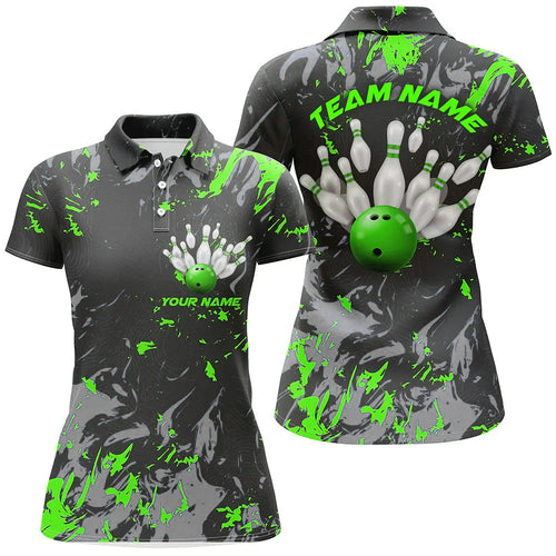 Black And Green Camo Bowling Team Shirts Custom Women Polo Shirts Bowling League Shirts IPHW5362