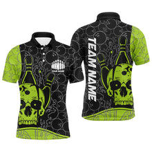 Load image into Gallery viewer, Custom Skull Bowling Shirts For Men And Women, Green Bowling Team Jerseys Bowling Polo Shirt IPHW5839