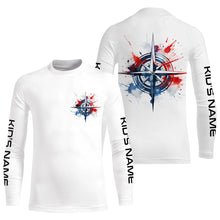 Load image into Gallery viewer, Red, White And Blue Compass Custom Performance Fishing Shirts, Patriotic Saltwater Fishing Shirts IPHW4948