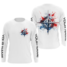 Load image into Gallery viewer, Red, White And Blue Compass Custom Performance Fishing Shirts, Patriotic Saltwater Fishing Shirts IPHW4948