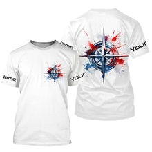 Load image into Gallery viewer, Red, White And Blue Compass Custom Performance Fishing Shirts, Patriotic Saltwater Fishing Shirts IPHW4948