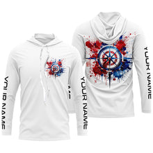 Load image into Gallery viewer, Red, White And Blue Compass Custom Performance Fishing Shirts, Patriotic Saltwater Fishing Shirts IPHW4949