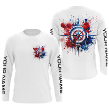 Load image into Gallery viewer, Red, White And Blue Compass Custom Performance Fishing Shirts, Patriotic Saltwater Fishing Shirts IPHW4949