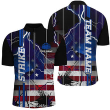 Load image into Gallery viewer, Custom American Flag Lightning Strike Bowling Shirts For Team, Patriotic Unisex Bowling Jerseys IPHW6018