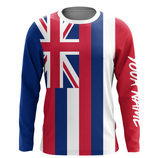 Hawaii State Hawaiian Flag Custom UV Long Sleeve Fishing Shirts - Personalized Fishing Gifts IPHW730