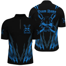 Load image into Gallery viewer, Custom Bowling Shirts For Men And Women, Skull Bowling Team Shirts Bowling Pin | Blue IPHW4483