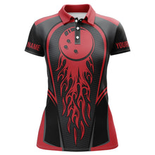 Load image into Gallery viewer, Red Flaming Bowling Ball Custom Women&#39;S Bowling Jerseys, Matching Team Bowling Shirts IPHW4200