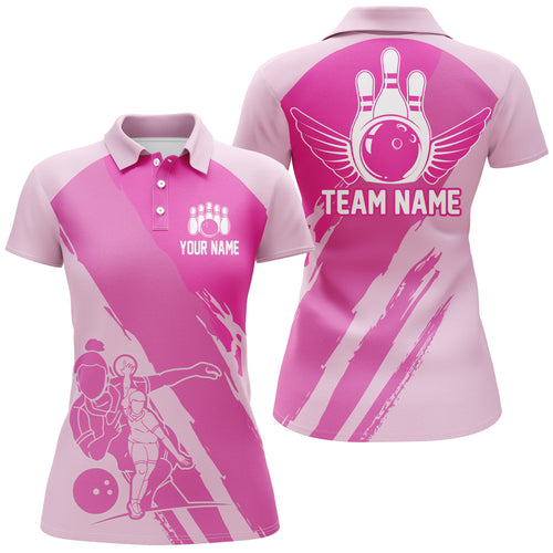 Custom Bowling Shirts For Women, Bowling Queen Team Jerseys, Bowling Girls Shirt  | Pink IPHW4514