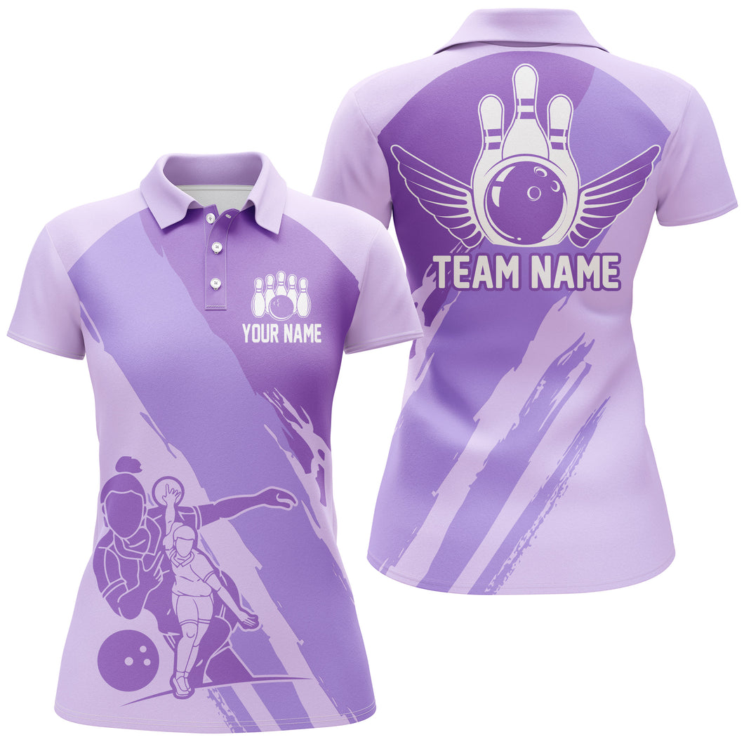 Custom Bowling Shirts For Women, Bowling Queen Team Jerseys, Bowling Girls Shirt  | Purple IPHW4515