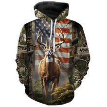Load image into Gallery viewer, Personalized American Flag Deer Hunting Shirts Patriotic Deer Hunter Clothing For Men And Women IPHW5425