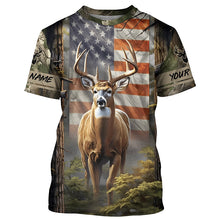 Load image into Gallery viewer, Personalized American Flag Deer Hunting Shirts Patriotic Deer Hunter Clothing For Men And Women IPHW5425