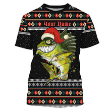 Load image into Gallery viewer, Ugly sweater pattern Christmas Bass Fishing Custom All over Shirts, Mery Fishmas shirt fishing gifts IPHW3699