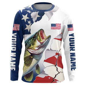 Personalized American Flag Bass Fishing Long Sleeve Shirts, Patriotic Bass Fishing Jerseys IPHW6106