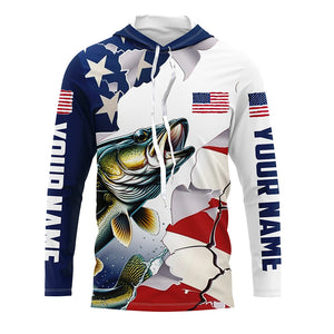 Personalized American Flag Walleye Fishing Long Sleeve Shirts, Patriotic Walleye Fishing Jerseys IPHW6107