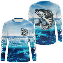 Load image into Gallery viewer, Striped Bass Fishing Custom Performance Long Sleeve Uv Shirts, Striper Saltwater Fishing Jerseys IPHW6114