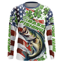 Load image into Gallery viewer, Personalized St Patrick&#39;S Day Bass Long Sleeve Fishing Shirts, Patriotic Bass Fishing Jerseys IPHW5899