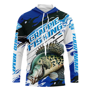 Custom Crappie Fishing Jerseys, Crappie Long Sleeve Tournament Fishing Shirts | Blue Camo  IPHW6127