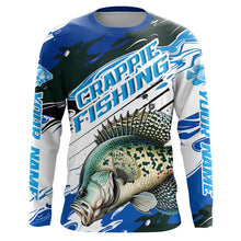Load image into Gallery viewer, Custom Crappie Fishing Jerseys, Crappie Long Sleeve Tournament Fishing Shirts | Blue Camo  IPHW6127