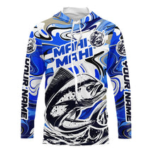 Load image into Gallery viewer, Custom Mahi Mahi Long Sleeve Uv Protection Fishing Shirts, Mahimahi Performance Shirts | Blue Camo IPHW6137