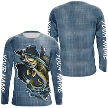 Load image into Gallery viewer, Custom Walleye Long Sleeve Tournament Fishing Shirts, Walleye Fishing All Over Printed Shirt IPHW6148