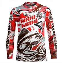 Load image into Gallery viewer, Custom Mahi Mahi Long Sleeve Uv Protection Fishing Shirts, Mahimahi Performance Shirts | Red Camo IPHW6153