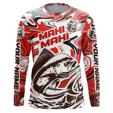 Load image into Gallery viewer, Custom Mahi Mahi Long Sleeve Uv Protection Fishing Shirts, Mahimahi Performance Shirts | Red Camo IPHW6153