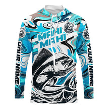 Load image into Gallery viewer, Custom Mahi Mahi Long Sleeve Uv Protection Fishing Shirts, Mahimahi Performance Shirts | Teal Blue IPHW6154