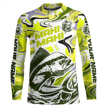 Load image into Gallery viewer, Custom Mahi Mahi Long Sleeve Uv Protection Fishing Shirts, Mahimahi Performance Shirts | Yellow Camo IPHW6155