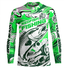 Load image into Gallery viewer, Redfish Fishing Custom Performance Long Sleeve Uv Shirts, Saltwater Camo Fishing Shirt | Green IPHW6156