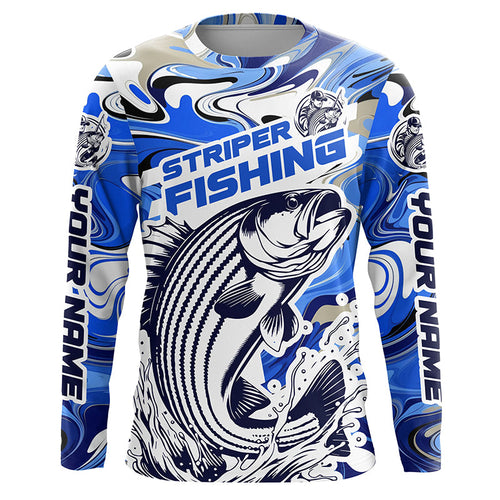 Custom Striped Bass Long Sleeve Fishing Shirts, Multi-Color Striper Fishing Jerseys IPHW5923