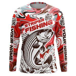 Custom Striped Bass Long Sleeve Fishing Shirts, Multi-Color Striper Fishing Jerseys IPHW5923