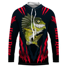 Load image into Gallery viewer, Angry Bass Fishing Custom Long sleeve Fishing Shirts, Bass fish reaper fishing jerseys | red IPHW3376