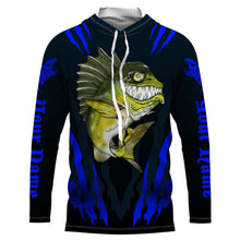 Load image into Gallery viewer, Angry Bass Fishing Custom Long sleeve Fishing Shirts, Bass fish reaper fishing jerseys | blue IPHW3375
