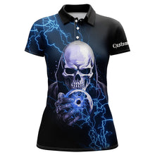 Load image into Gallery viewer, Blue Thunder Skull Custom Ladies Bowling Shirts Team Bowling Jerseys Bowlers IPHW5512