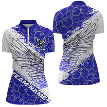 Load image into Gallery viewer, Custom Bowling Shirts For Women, Team Name Bowling Jerseys Eagle Wings | Blue IPHW5817