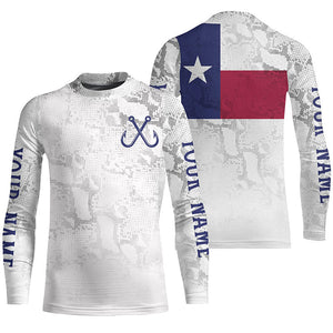 Personalized Camo Texas Flag Long Sleeve Tournament Fishing Shirts, Texas Fishing Jerseys IPHW5074