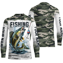 Load image into Gallery viewer, Walleye Fishing Camo Custom Long Sleeve Fishing Shirts, Personalized Walleye Fishing Jerseys IPHW5999