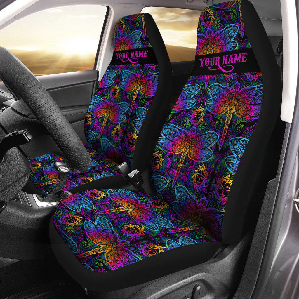 Colorful mandala paisley Dragonfly Custom Car Seat covers, personalized Women Car Accessories gifts - IPHW1017