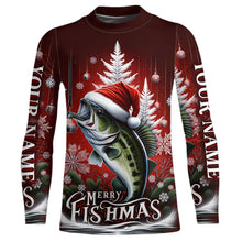 Load image into Gallery viewer, Personalized Bass Christmas Fishing Shirts Merry Fishmas Fishing Gifts For Men, Women And Kids IPHW5551