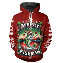 Load image into Gallery viewer, Merry Fishmas Custom Christmas Bass  Full Printing Fishing Shirts Fishing Gifts For Adult And Kid IPHW5553