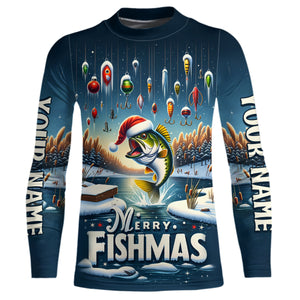 Personalized Largemouth Bass Funny Christmas Fishing Shirts Merry Fishmas Fishing Gifts IPHW5554