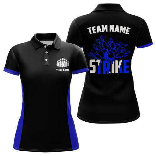Personalized Strike Bowling Team Shirts Ladies Bowling Shirts Bowling League Jerseys | Blue IPHW5513