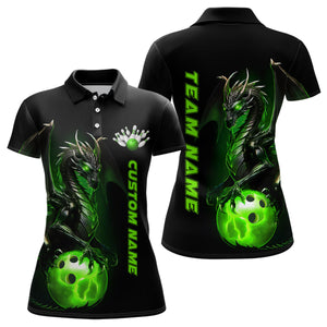 Custom Women Bowling Polo Shirts Green Dragon Bowling Team Jerseys Bowling League Shirts IPHW5350