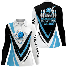 Load image into Gallery viewer, Custom bowling polo shirts for women I&#39;m not swearing, I&#39;m using my bowling words blue bowl shirts NQS6631