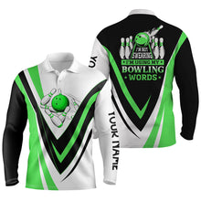 Load image into Gallery viewer, Custom bowling polo shirts for men I&#39;m not swearing, I&#39;m using my bowling words green bowl shirts NQS6632