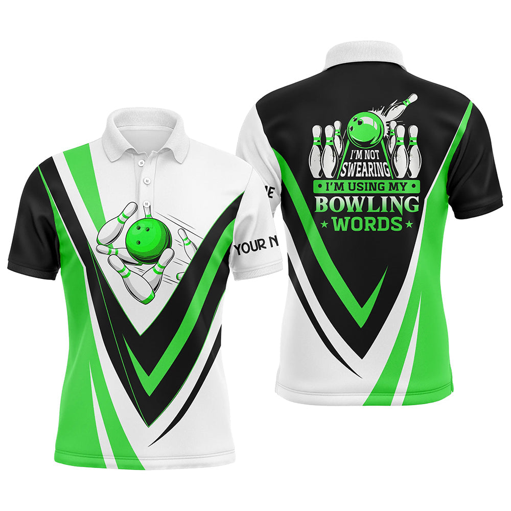 Custom bowling polo shirts for men I'm not swearing, I'm using my bowling words green bowl shirts NQS6632