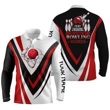 Load image into Gallery viewer, Custom bowling polo shirts for men I&#39;m not swearing, I&#39;m using my bowling words red bowl shirts NQS6633